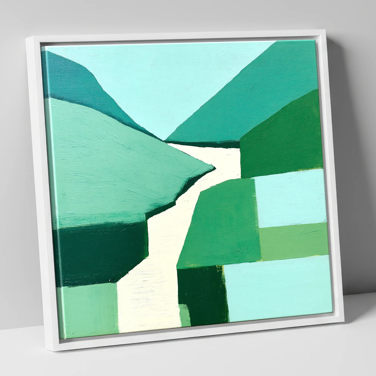 Abstract Sour Milk Gill Waterfall lake district waterfall canvas wall art in white frame