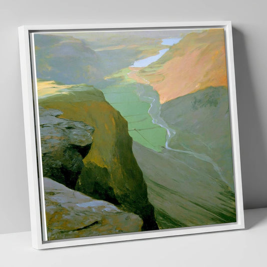 Great Gable High Valley View lake district fell canvas wall art in white frame