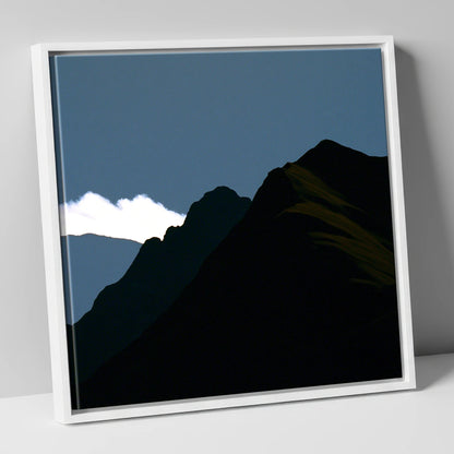 Midnight Blue Fell Ridge lake district fell canvas wall art in white frame