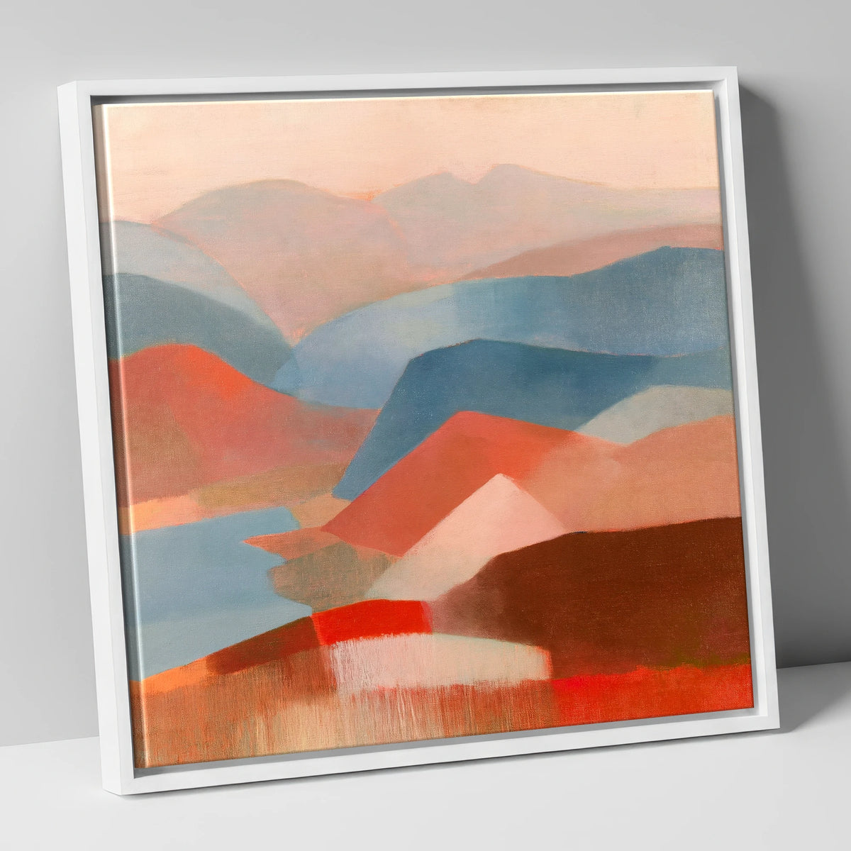 Abstract Fells Summit View lake district fell canvas wall art in white frame