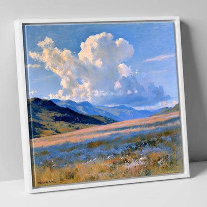 Towering Cloud Over Rolling Fells lake district fell canvas wall art in white frame