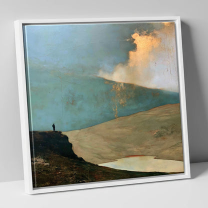 Helvellyn Beneath a Golden Cloud Break lake district fell canvas wall art in white frame