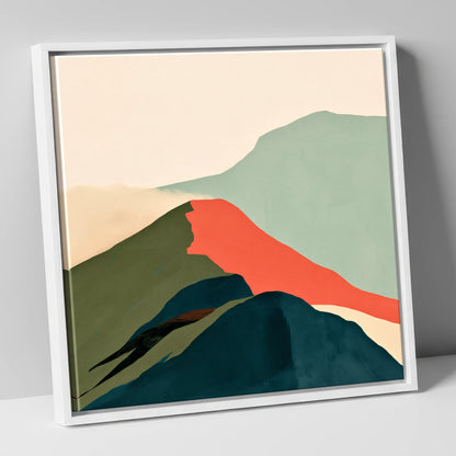 Bold Terracotta Mountain Ridge lake district fell canvas wall art in white frame