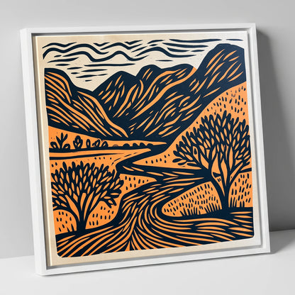 Rhythmic Borrowdale River Valley lake district valley canvas wall art in white frame