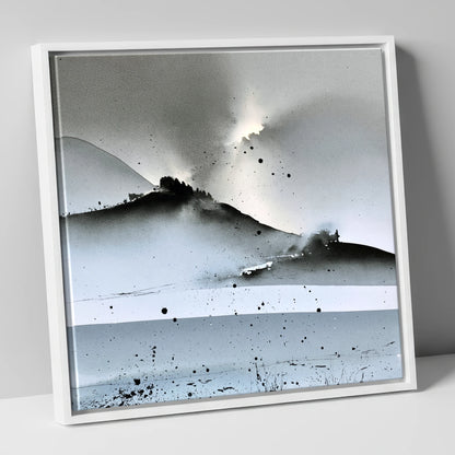 Monochrome Lake District Evening Fells lake district sky canvas wall art in white frame