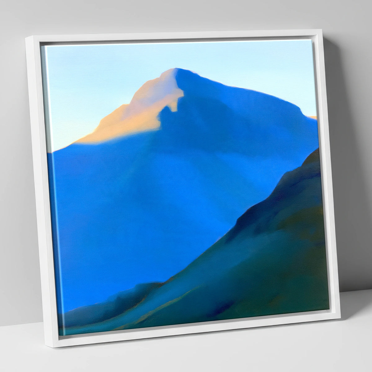 Great Gable in Bold Blue lake district fell canvas wall art in white frame