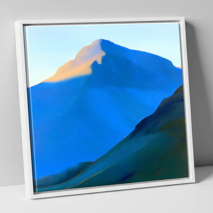 Great Gable in Bold Blue lake district fell canvas wall art in white frame