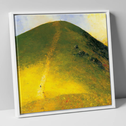 Golden Ascent of Catbells lake district fell canvas wall art in white frame