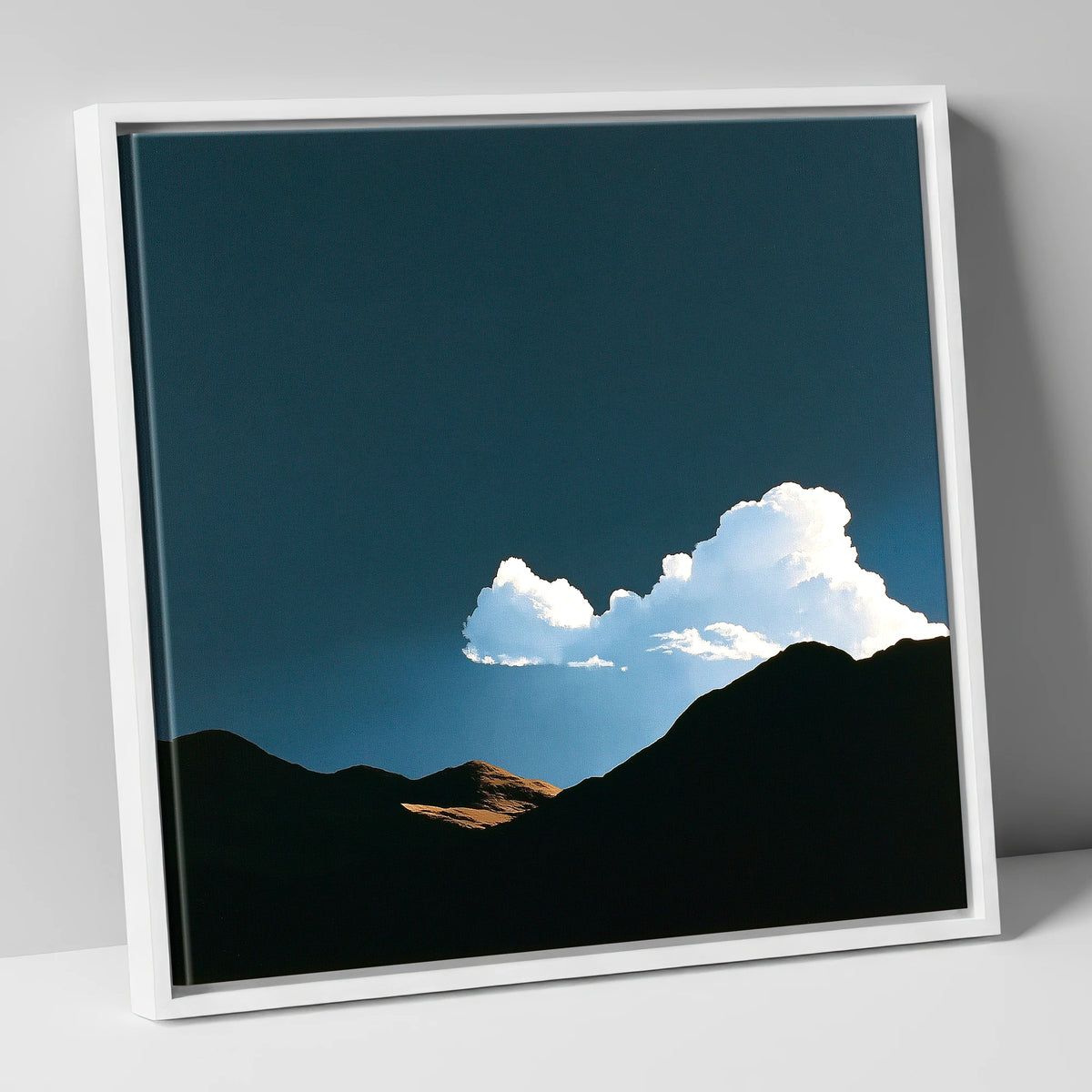 Storm Cloud Over Silhouetted Fells lake district sky canvas wall art in white frame