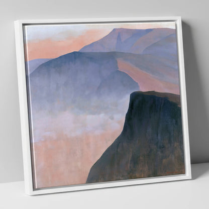 Mountain Ridge in Pastel Mist lake district fell canvas wall art in white frame