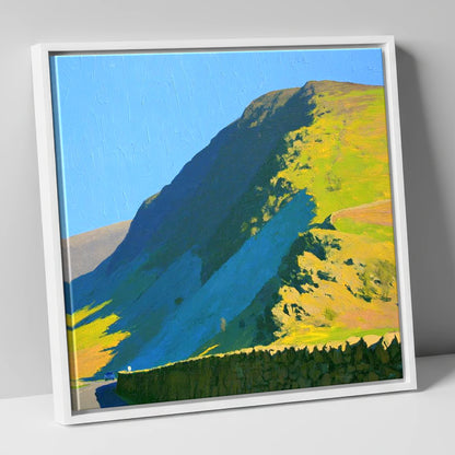 Steel Fell Ridge Bright Shadows lake district fell canvas wall art in white frame
