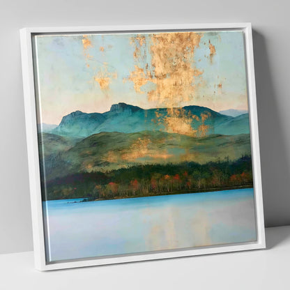 Gilded Sky Over Windermere lake district lake canvas wall art in white frame