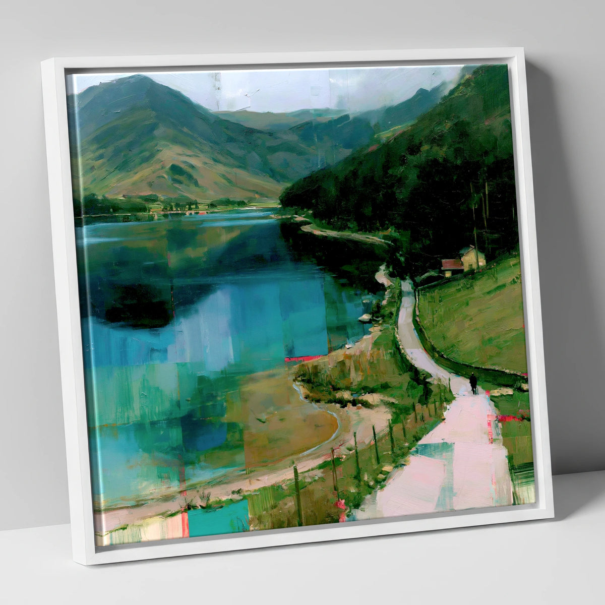 Vivid Teal Buttermere Path buttermere wall art canvas wall art in white frame