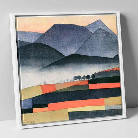Indigo Fells And Valley Mist lake district sky canvas wall art in white frame