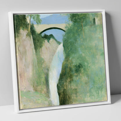 Stone Bridge Over Aira Force lake district waterfall canvas wall art in white frame