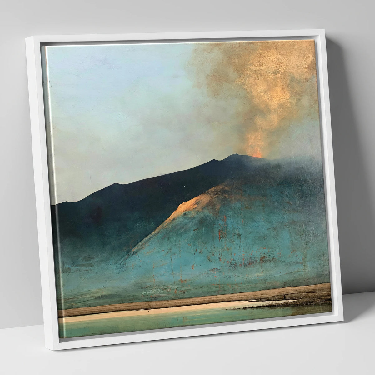Golden Light on Blencathra Ridge lake district fell canvas wall art in white frame