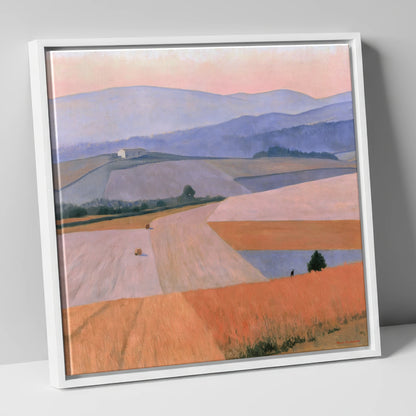 Pastel Dusk over Dale Fields lake district valley canvas wall art in white frame