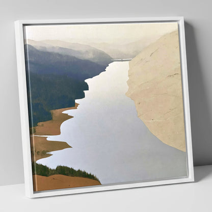 Thirlmere Reservoir and Steep Fells lake district lake canvas wall art in white frame