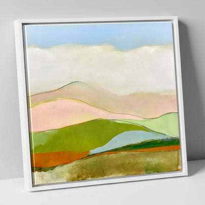 Abstract Rolling Fells Under Cloud lake district fell canvas wall art in white frame