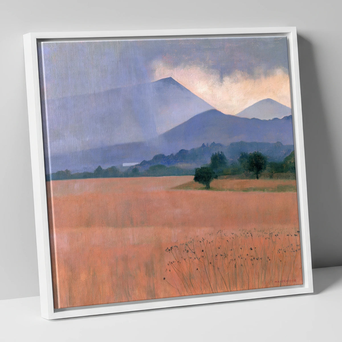 Distant Storm Over The Fells lake district sky canvas wall art in white frame