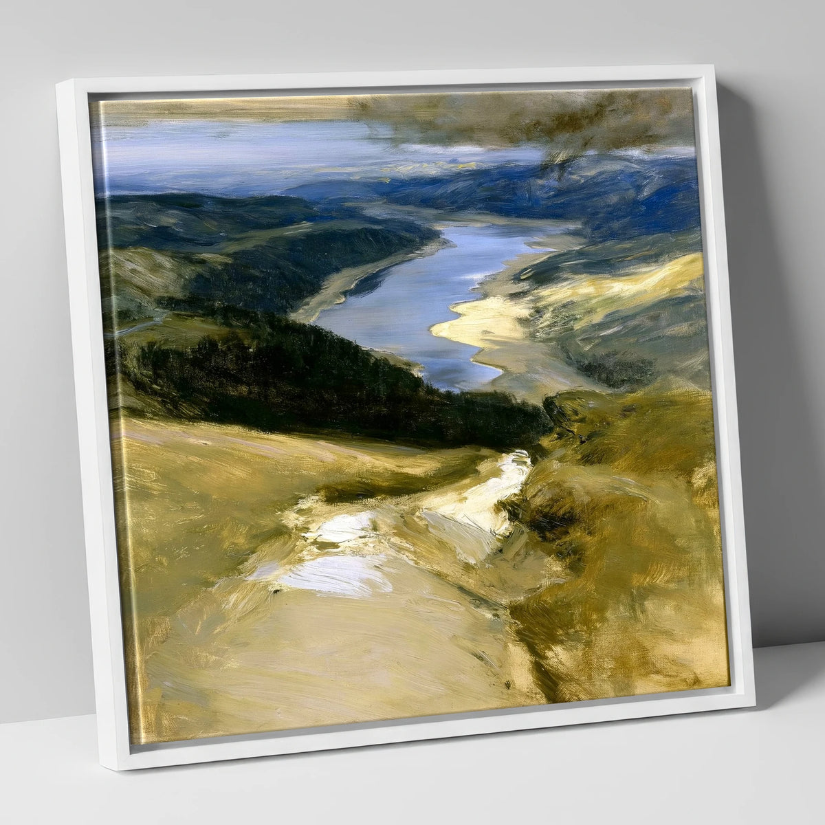 Thirlmere From The Helvellyn Path lake district lake canvas wall art in white frame