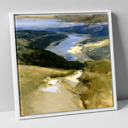 Thirlmere From The Helvellyn Path lake district lake canvas wall art in white frame
