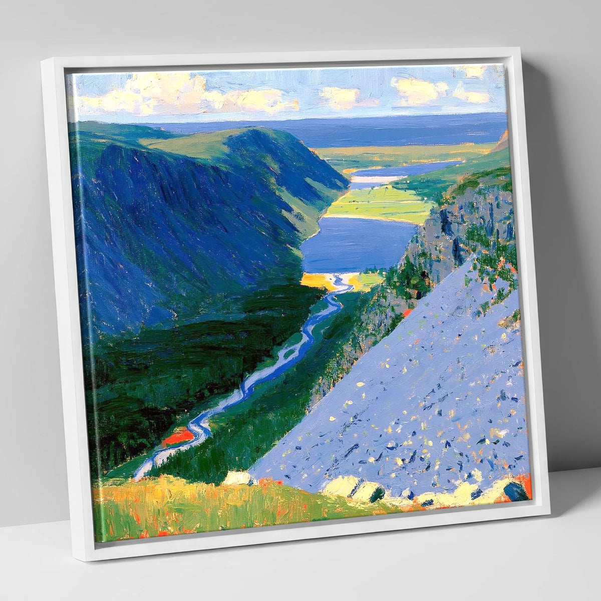 Vibrant Valley from Great Gable lake district fell canvas wall art in white frame