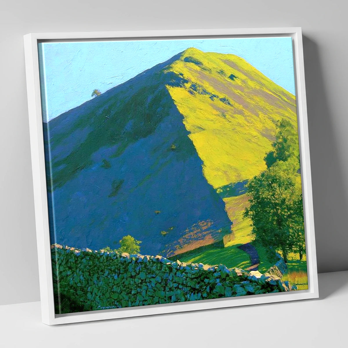 Hartsop Dodd in Vibrant Light lake district fell canvas wall art in white frame