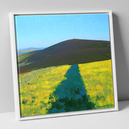 Vibrant Track To Great Calva lake district fell canvas wall art in white frame