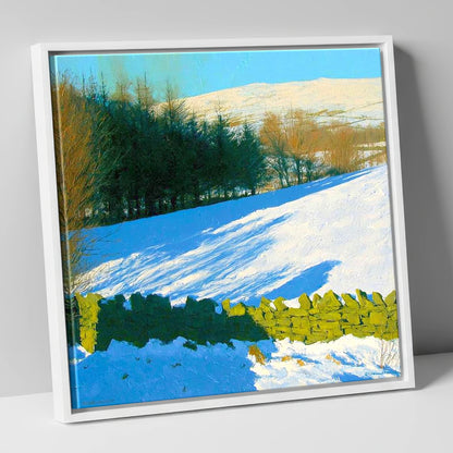Winter Snow on Sallows Ridge lake district fell canvas wall art in white frame