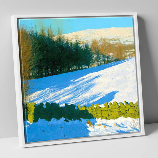 Winter Snow on Sallows Ridge lake district fell canvas wall art in white frame