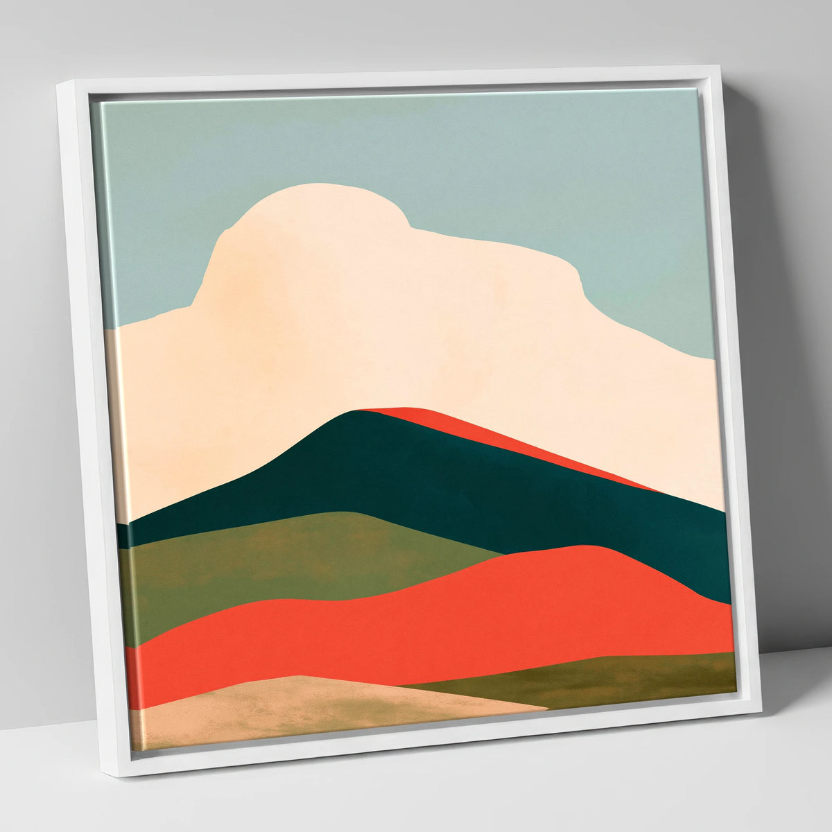 Graphic Fells Under Cloud lake district fell canvas wall art in white frame