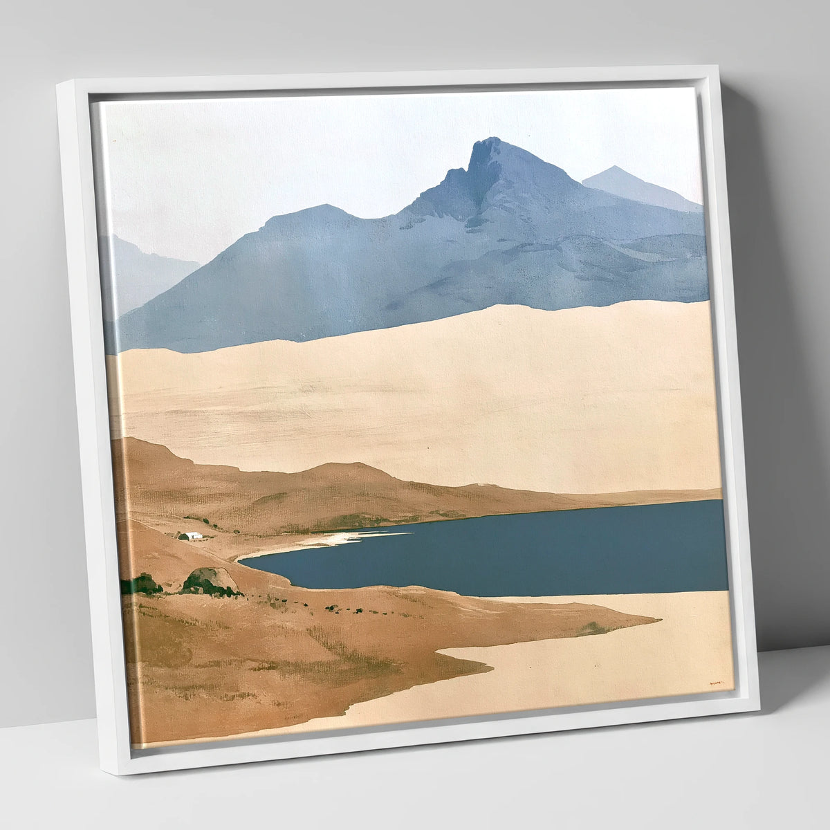 Blue Mountain Peaks across the Lake lake district lake canvas wall art in white frame