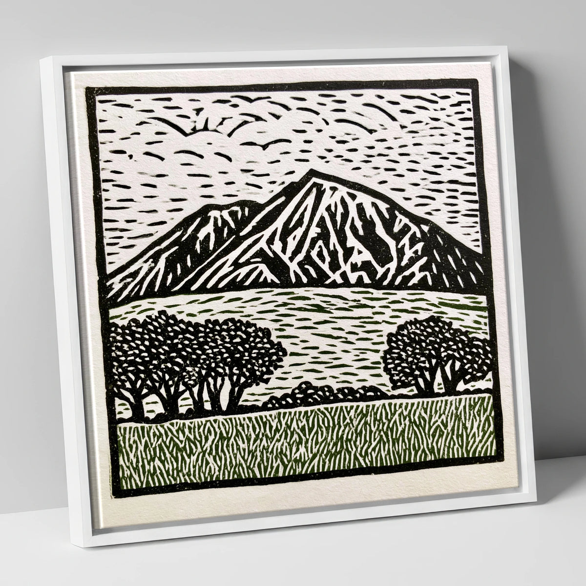 Bold Blencathra in High Contrast lake district fell canvas wall art in white frame
