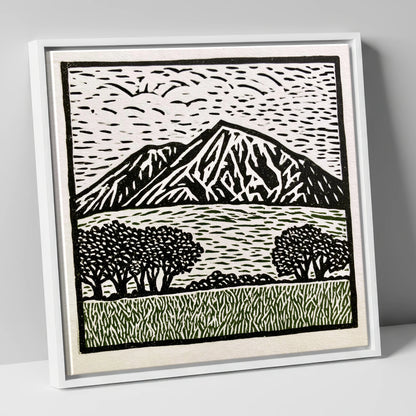 Bold Blencathra in High Contrast lake district fell canvas wall art in white frame