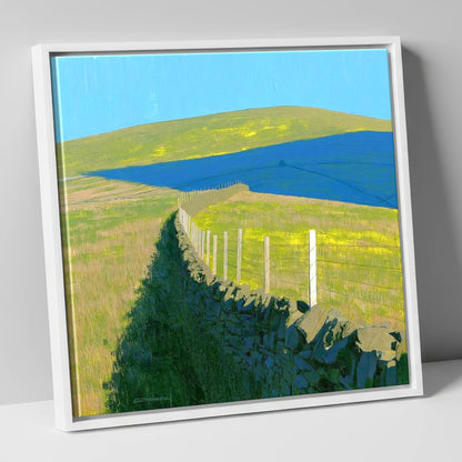 Vibrant Shadows on Loadpot Hill lake district fell canvas wall art in white frame