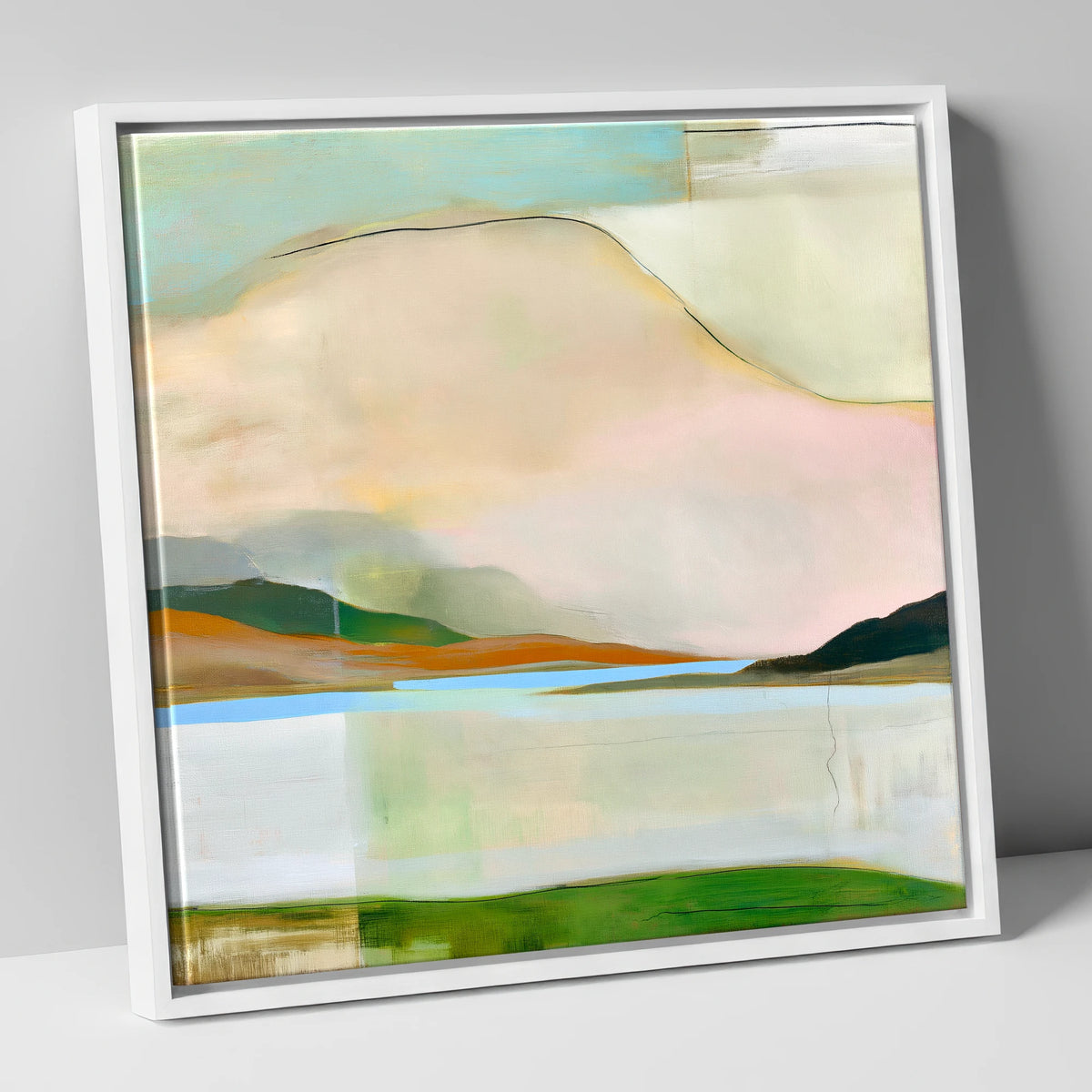 Contemporary Fells Under Storm Clouds lake district sky canvas wall art in white frame