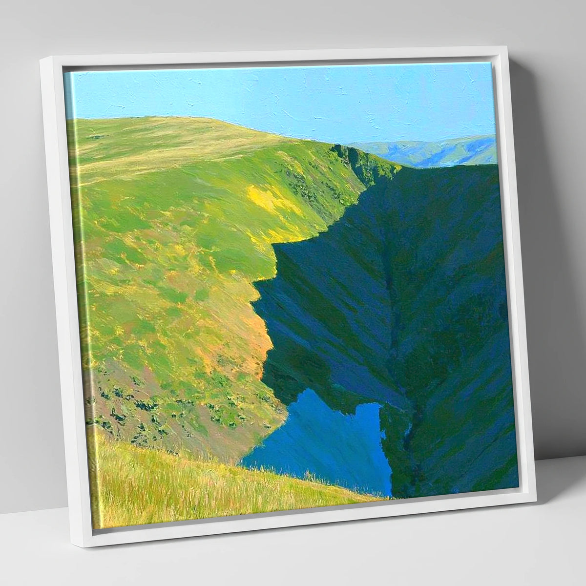 Souther Fell Deep Valley Cleft lake district fell canvas wall art in white frame