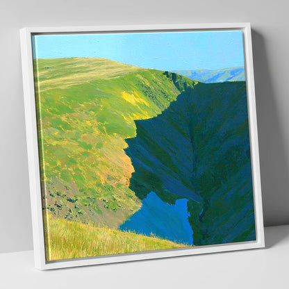 Souther Fell Deep Valley Cleft lake district fell canvas wall art in white frame