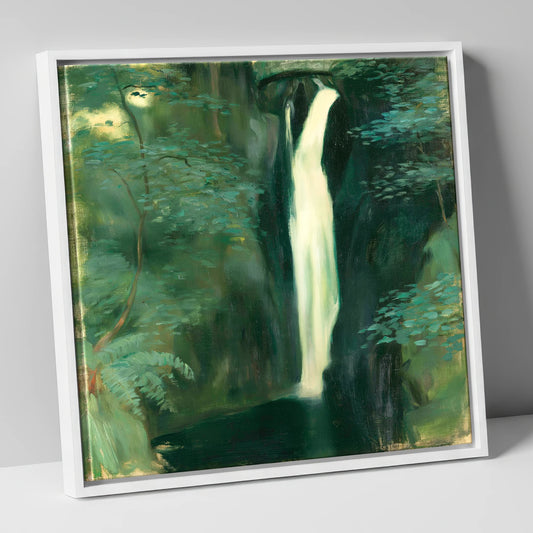 Luminous Cascade at Aira Force lake district waterfall canvas wall art in white frame