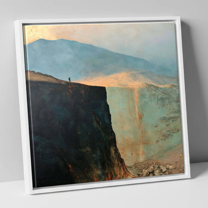 Blencathra Escarpment in Golden Light lake district fell canvas wall art in white frame