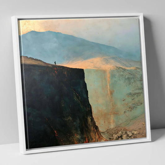 Blencathra Escarpment in Golden Light lake district fell canvas wall art in white frame