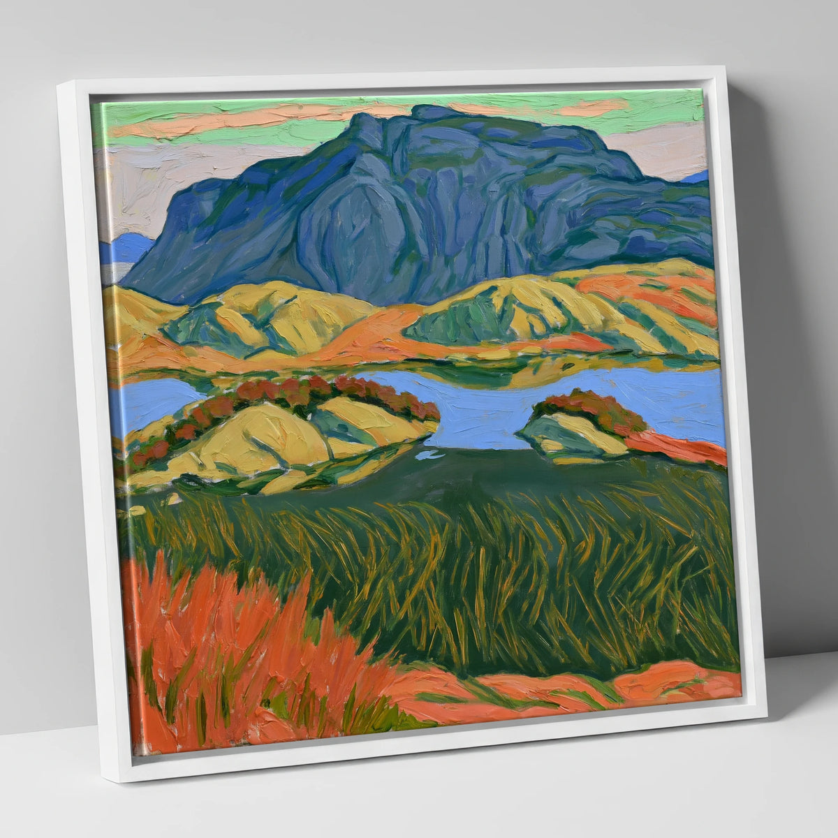Bold Haystacks Over Dark Tarn lake district fell canvas wall art in white frame
