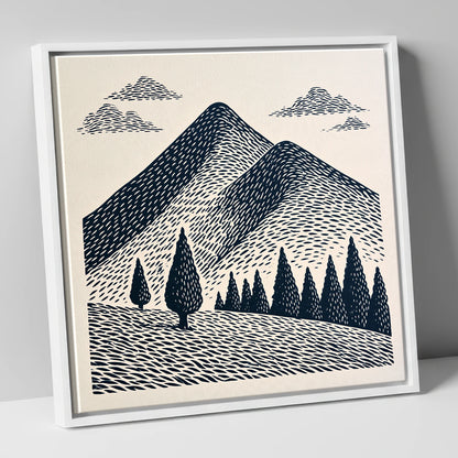 Midnight Blue Blencathra Peaks lake district fell canvas wall art in white frame