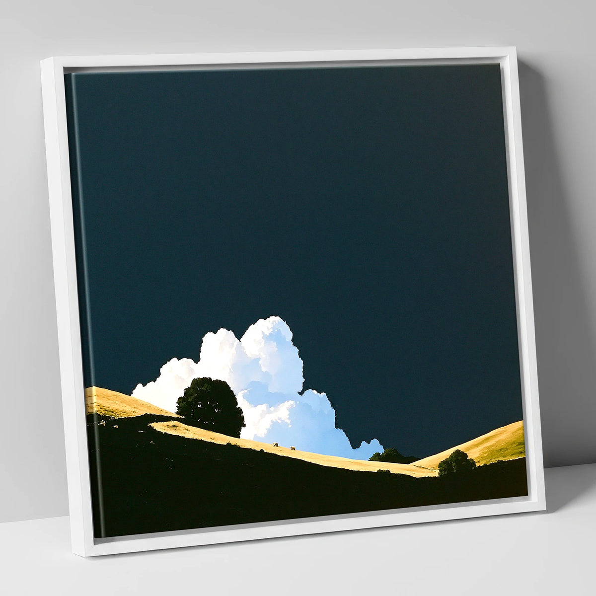 Rolling Fells Under Dark Sky lake district fell canvas wall art in white frame