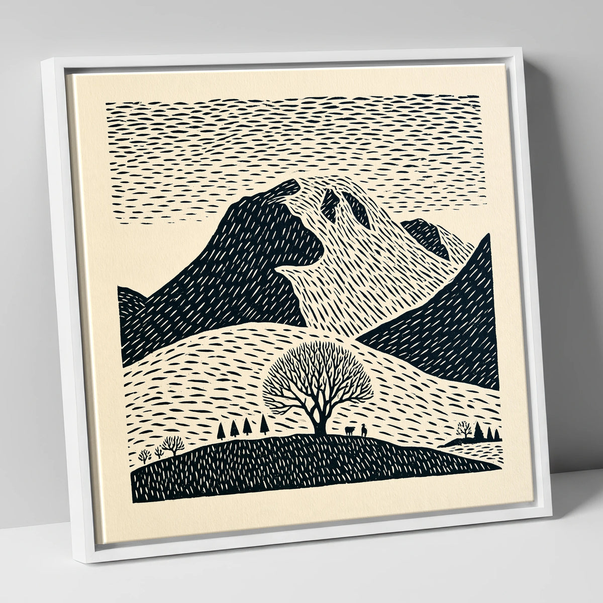 Bold Great Gable Landscape lake district fell canvas wall art in white frame