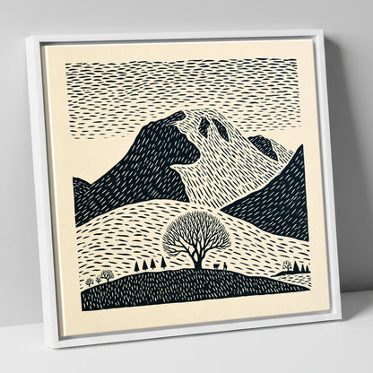 Bold Great Gable Landscape lake district fell canvas wall art in white frame