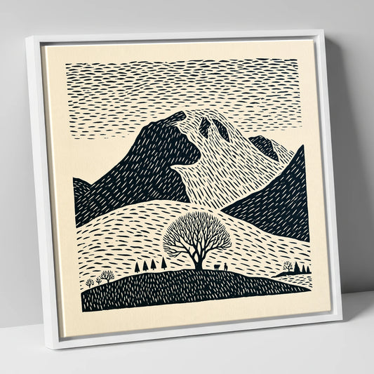 Bold Great Gable Landscape lake district fell canvas wall art in white frame