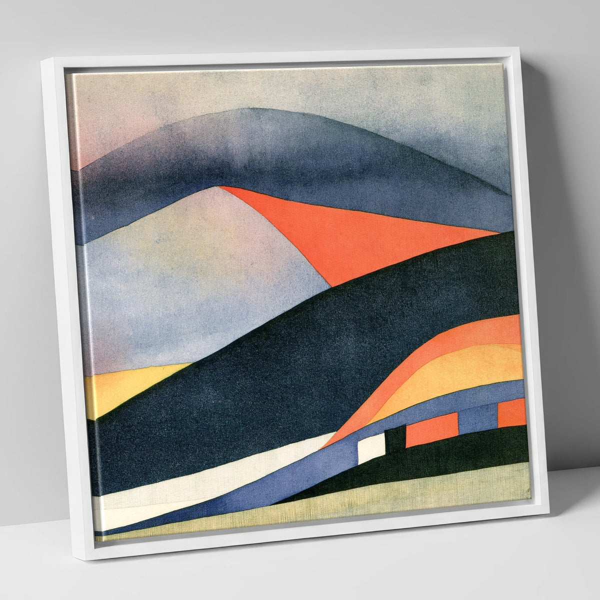 Bold Indigo Fells Under Cloud lake district fell canvas wall art in white frame