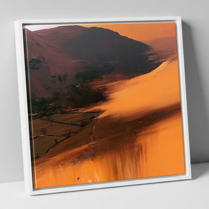 Amber Bracken Above Patterdale lake district village canvas wall art in white frame
